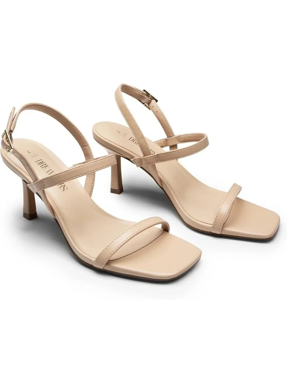 Dream Pairs Women's Nude Square Open Toe Slingback Heels Ankle Strappy Sandals